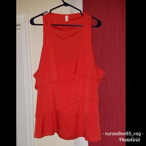 Coral sleeveless blouse